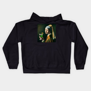 St. Paddy's Pearl: Girl with a Pearl Earring St. Patrick's Day Celebration Kids Hoodie